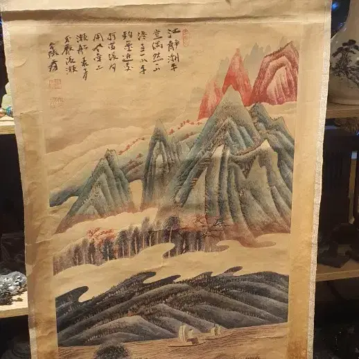 중국 그림 장대천 족자