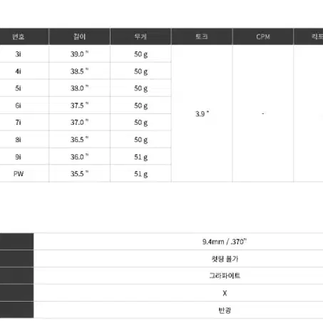 아이언용그라파이트 디자인 투어AD AD50 아이언 IRON 샤프트