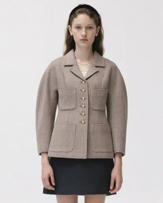 jsny Classy Volume Wool Jacket sepia 세피아