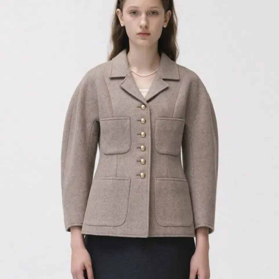 jsny Classy Volume Wool Jacket sepia 세피아