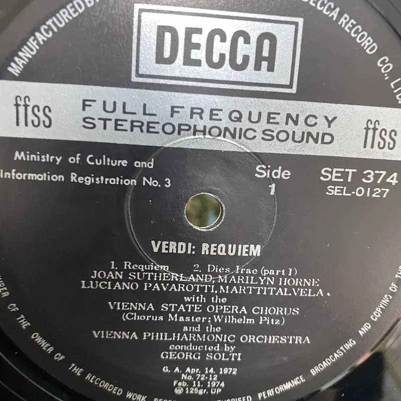 VERDI REQUIEM LP / AA3305