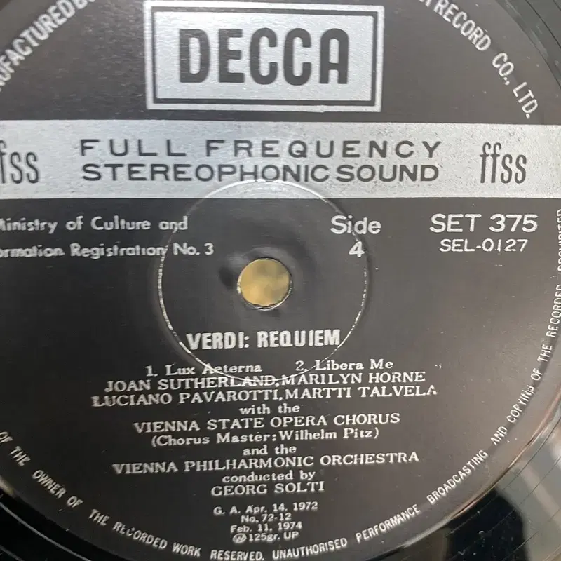 VERDI REQUIEM LP / AA3305