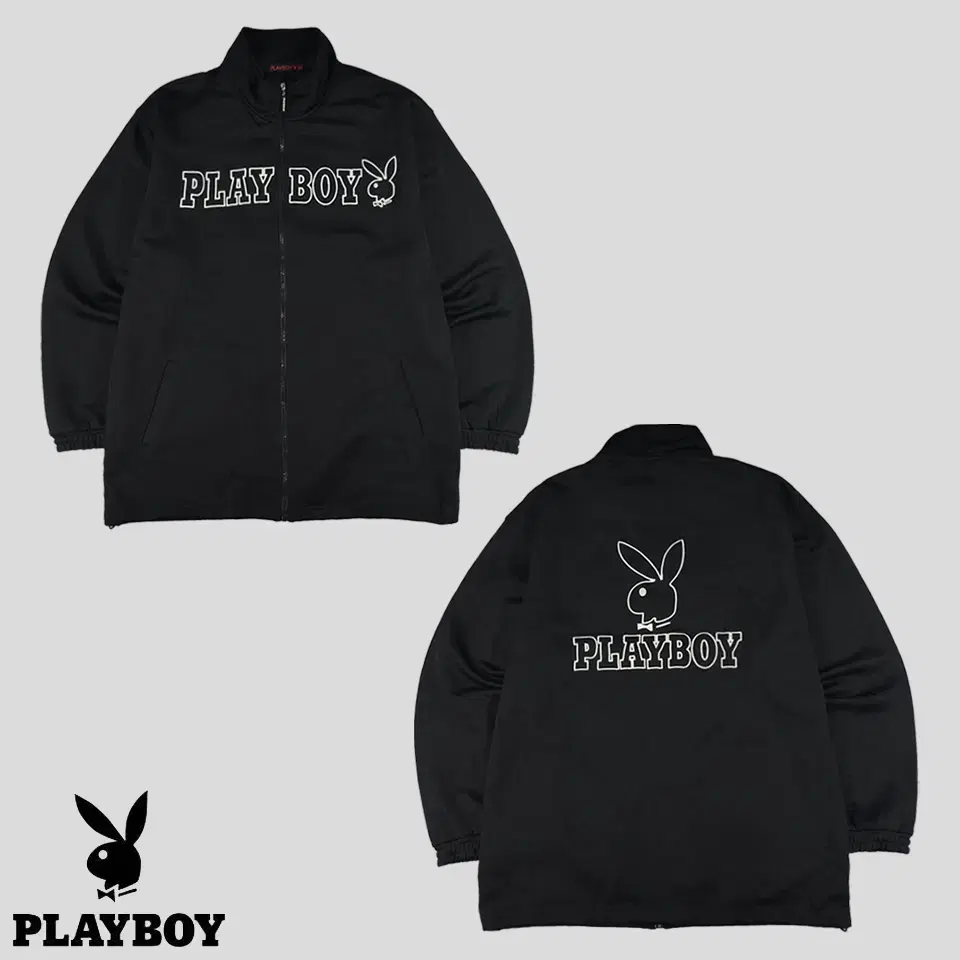 Playboy Black White Mid Big Logo Bunny Old School Track Top Zip Up Jersey XL