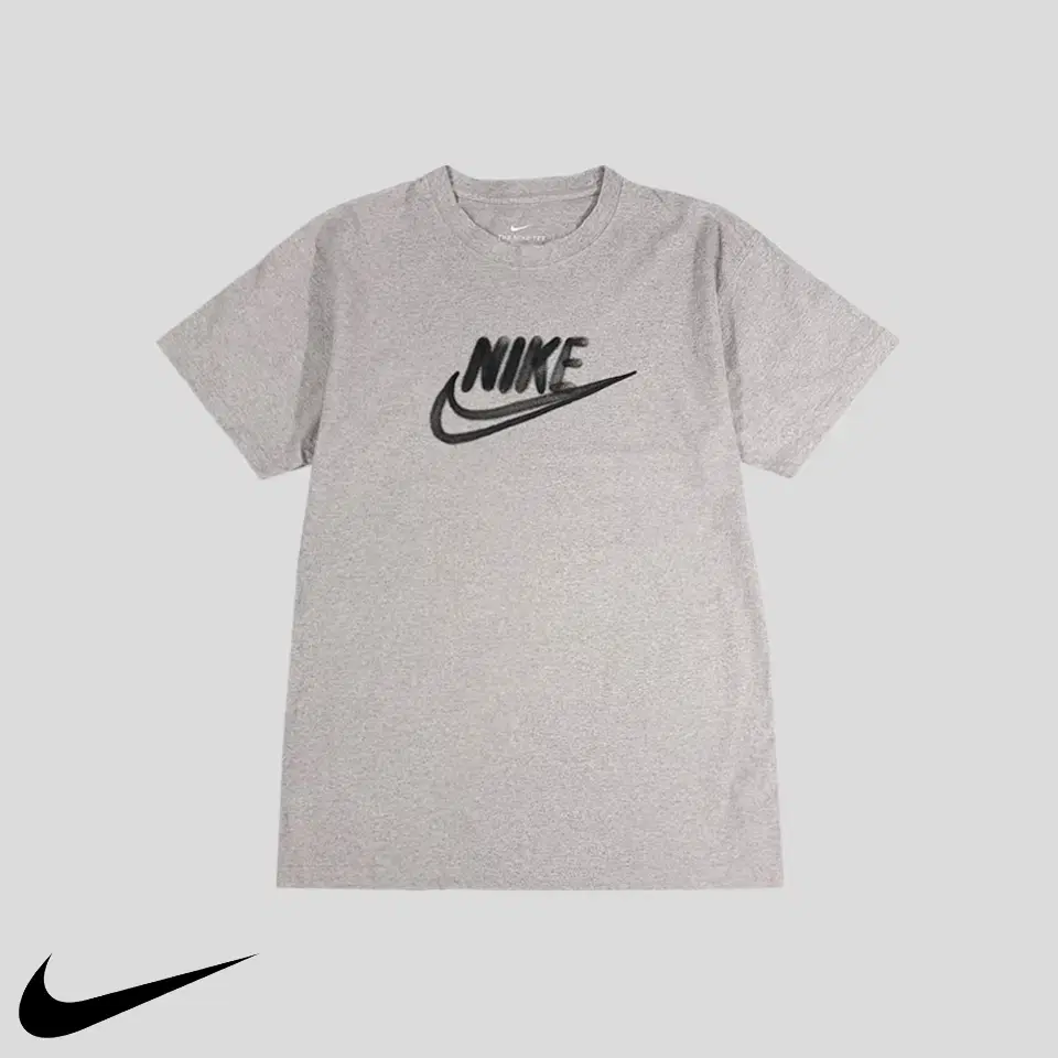 Nike Melange Grey Black Graffiti Fuchsia Logo Big Printed Cotton Short Sleeve T-shirt