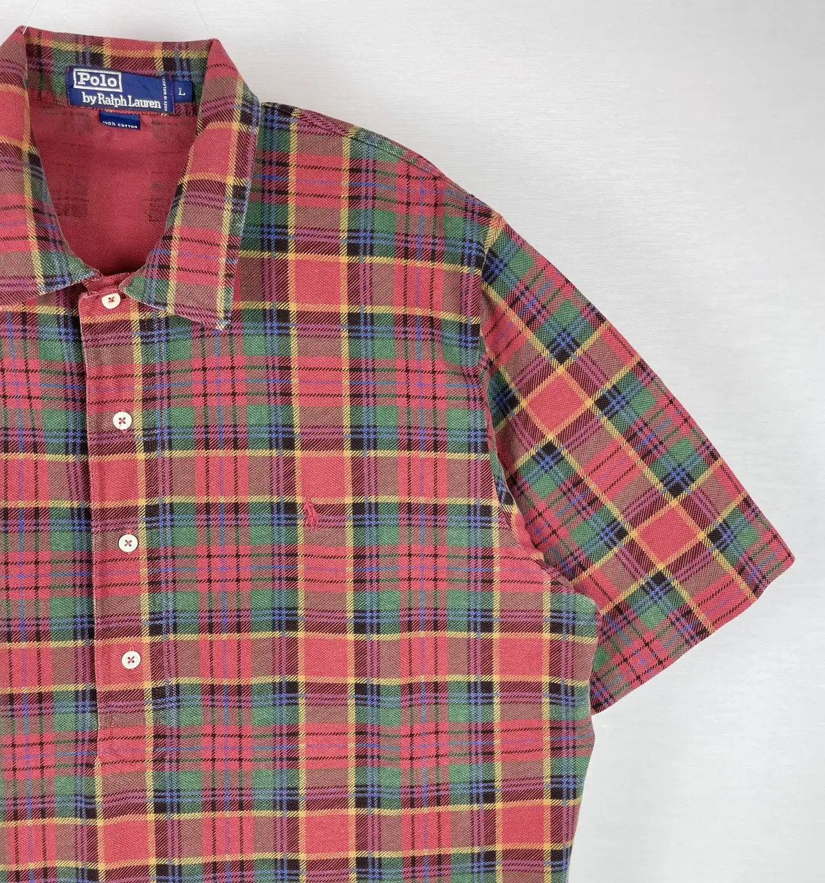 [105] Polo Ralph Lauren henry neck short sleeve polo shirt check pattern PL20.