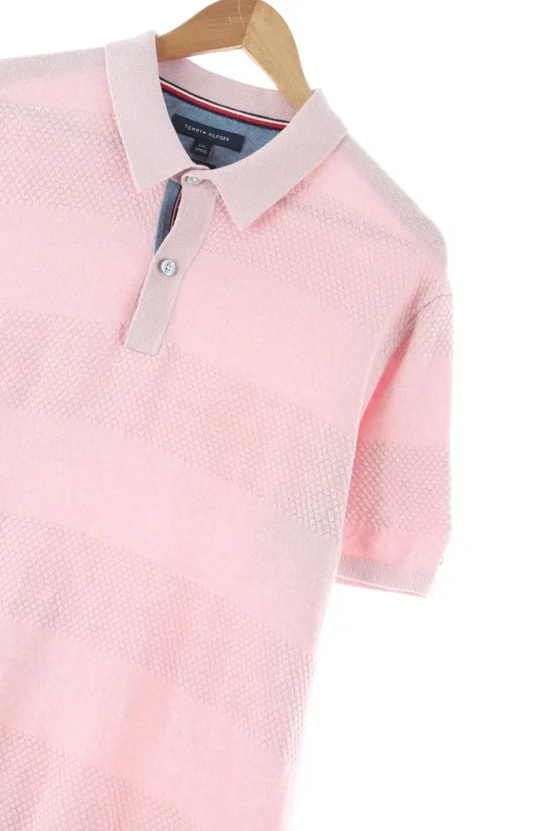 (L) Tommy Hilfiger Short sleeve kara T-shirt Pink cotton amechage limited edition - E22F