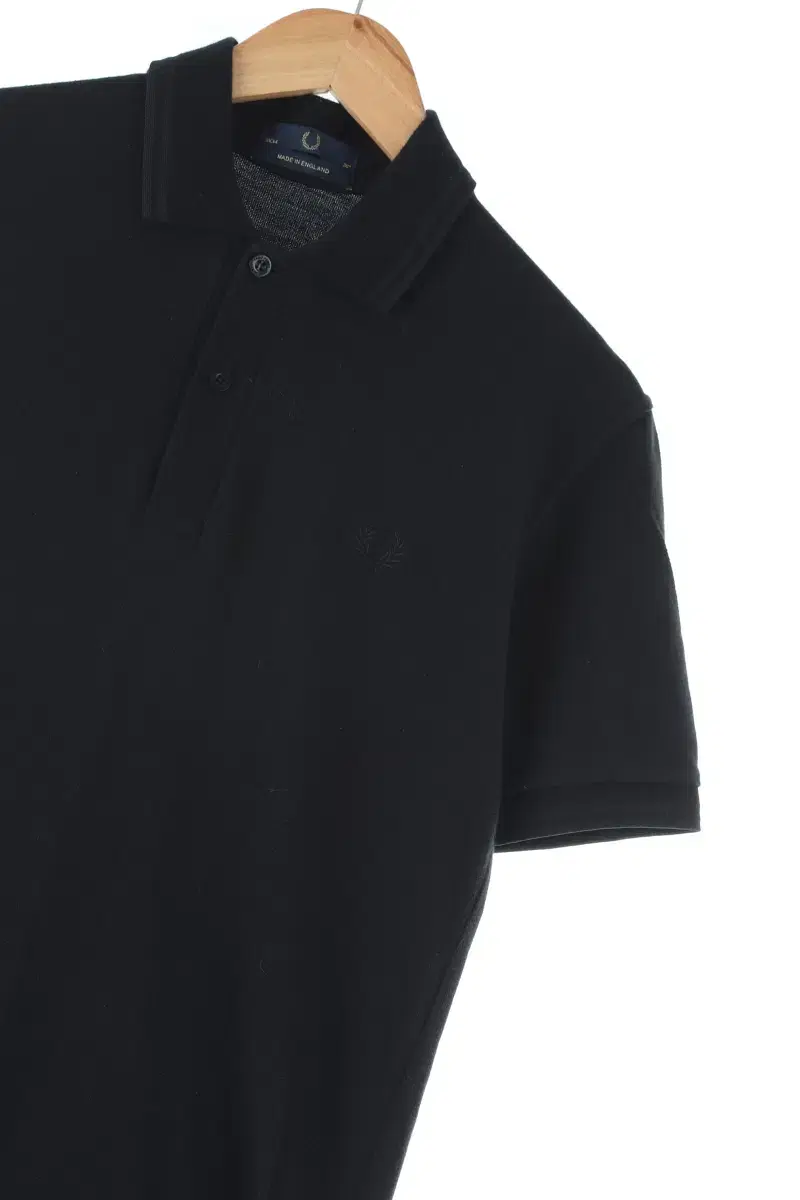 (S) Freddie Perry Short Sleeve kara T-Shirt Black Cotton Plain Old School-E23C