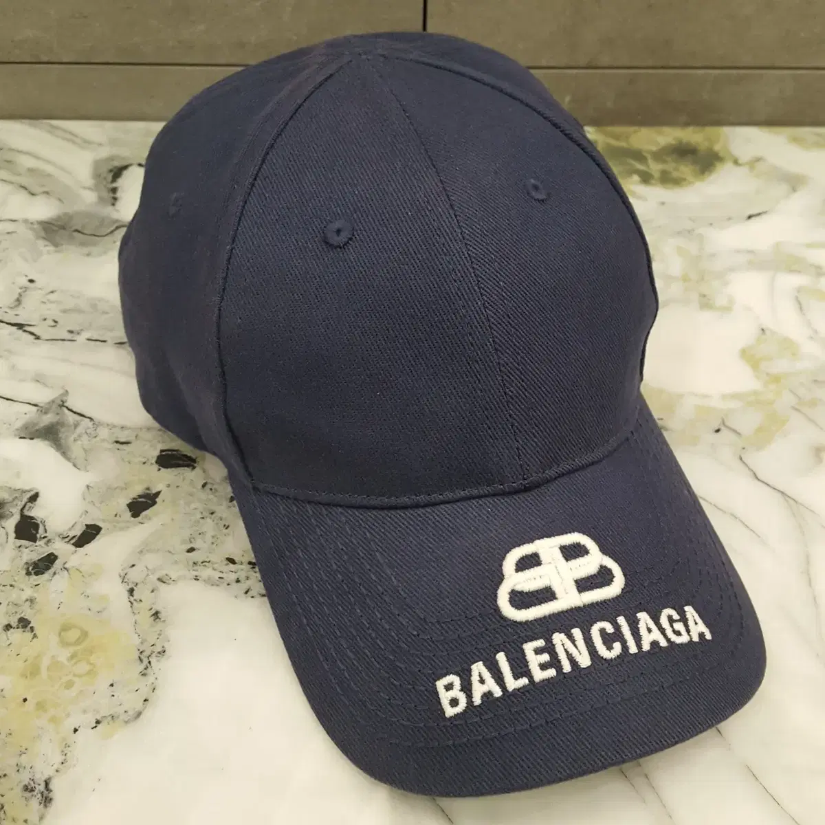 [L Size] Balenciaga BB Logo Embroidered Ballcap Navy