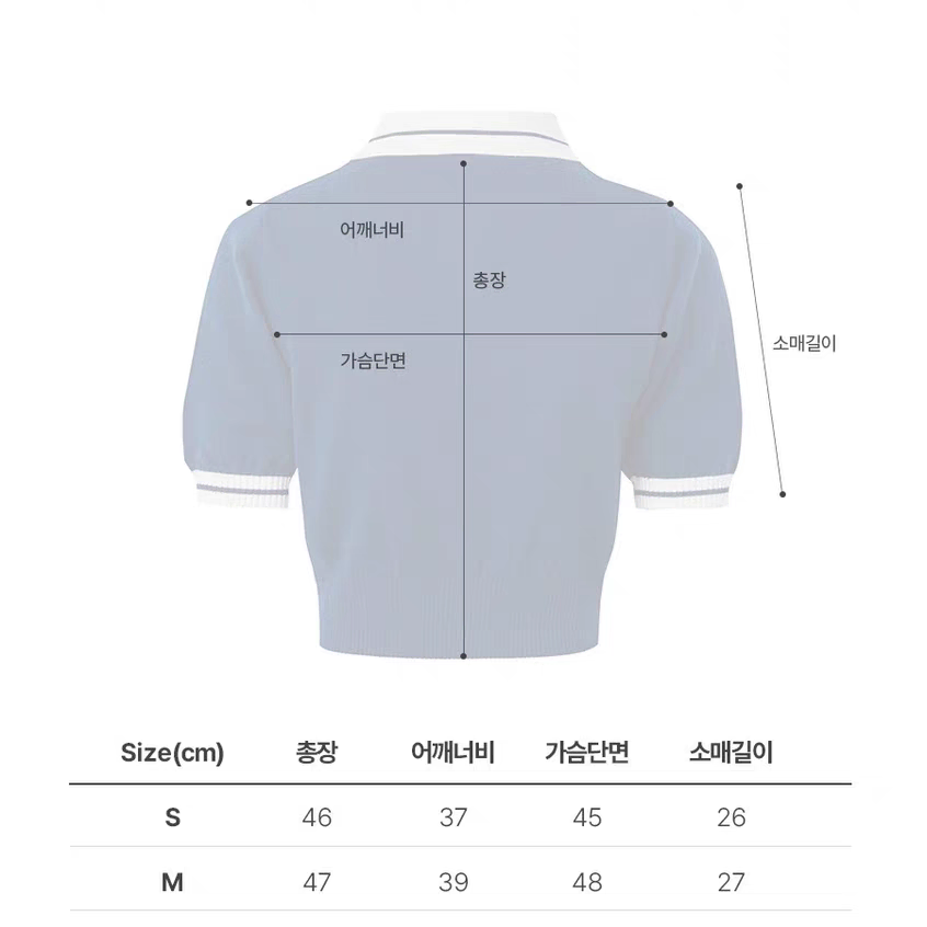 MALBON_크롭 여성 반팔 니트