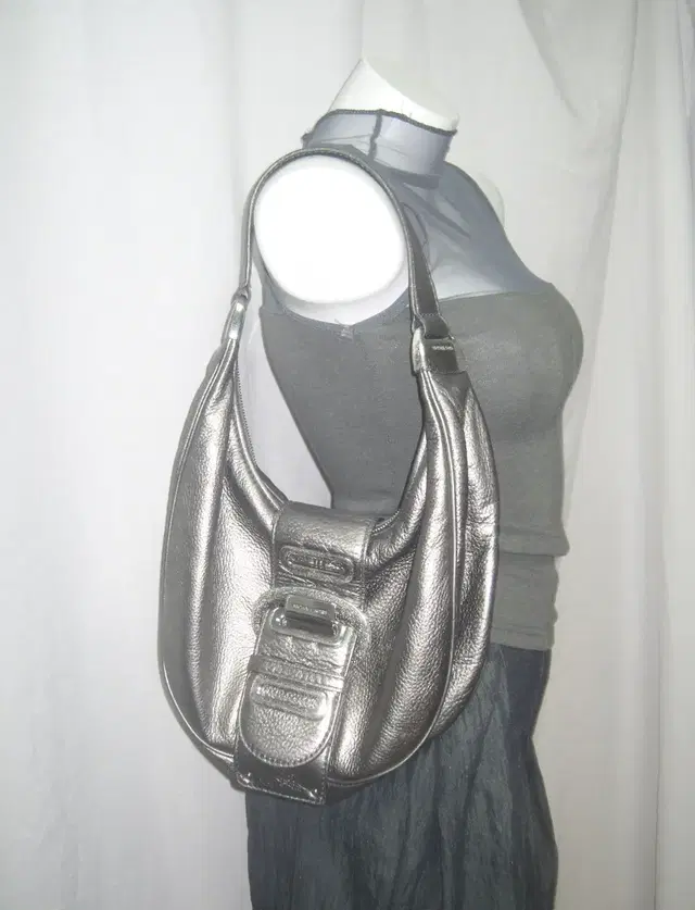 Silver metalic buckle bag