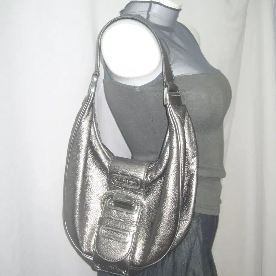 Silver metalic buckle bag