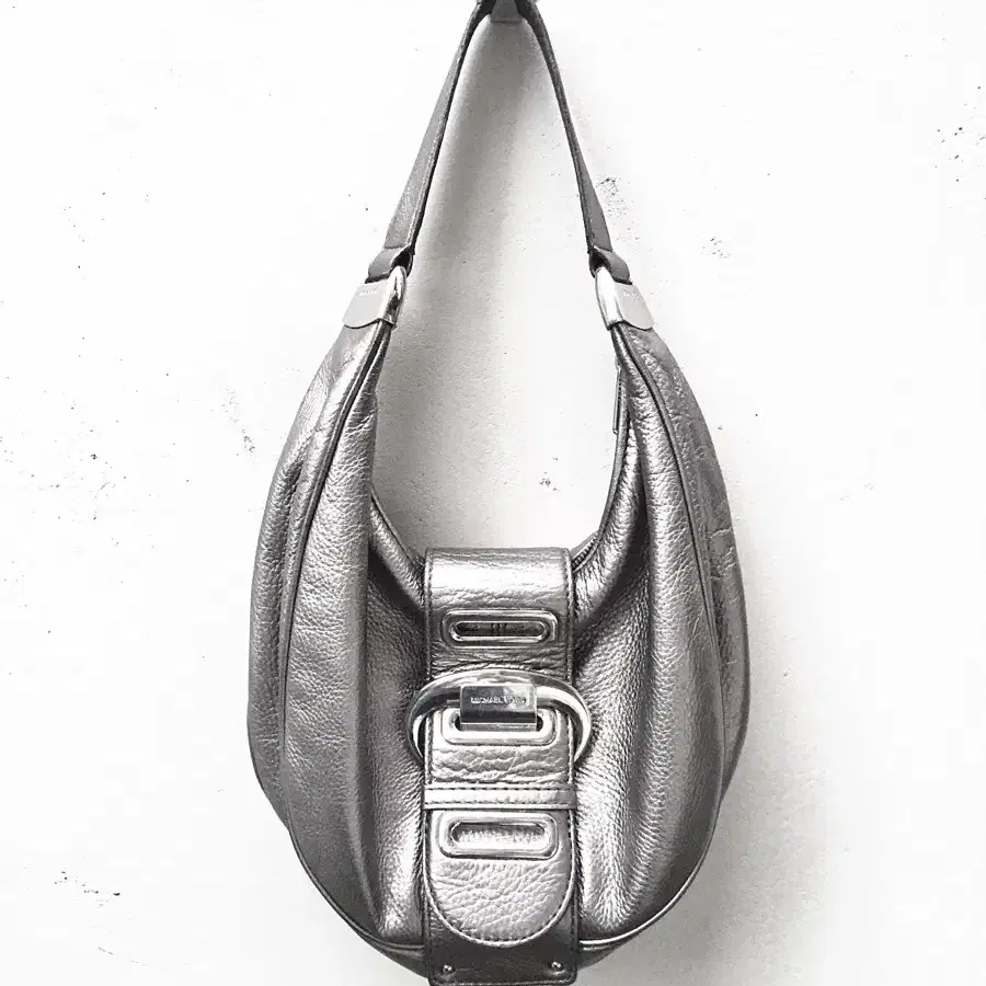 Silver metalic buckle bag