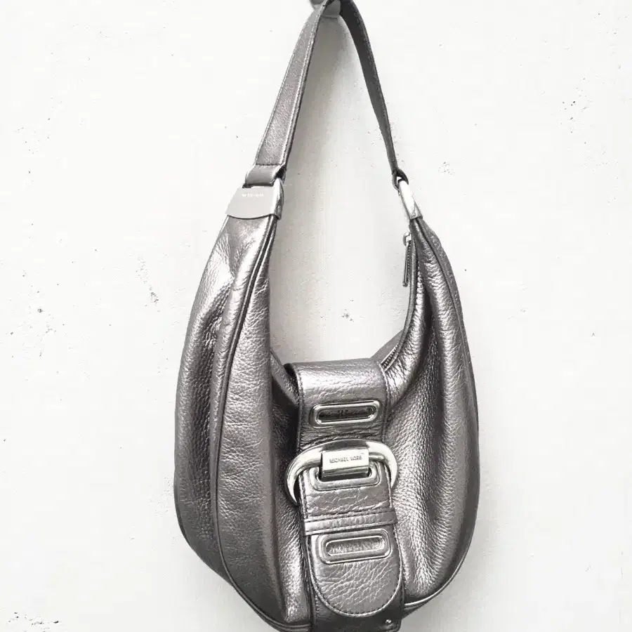 Silver metalic buckle bag