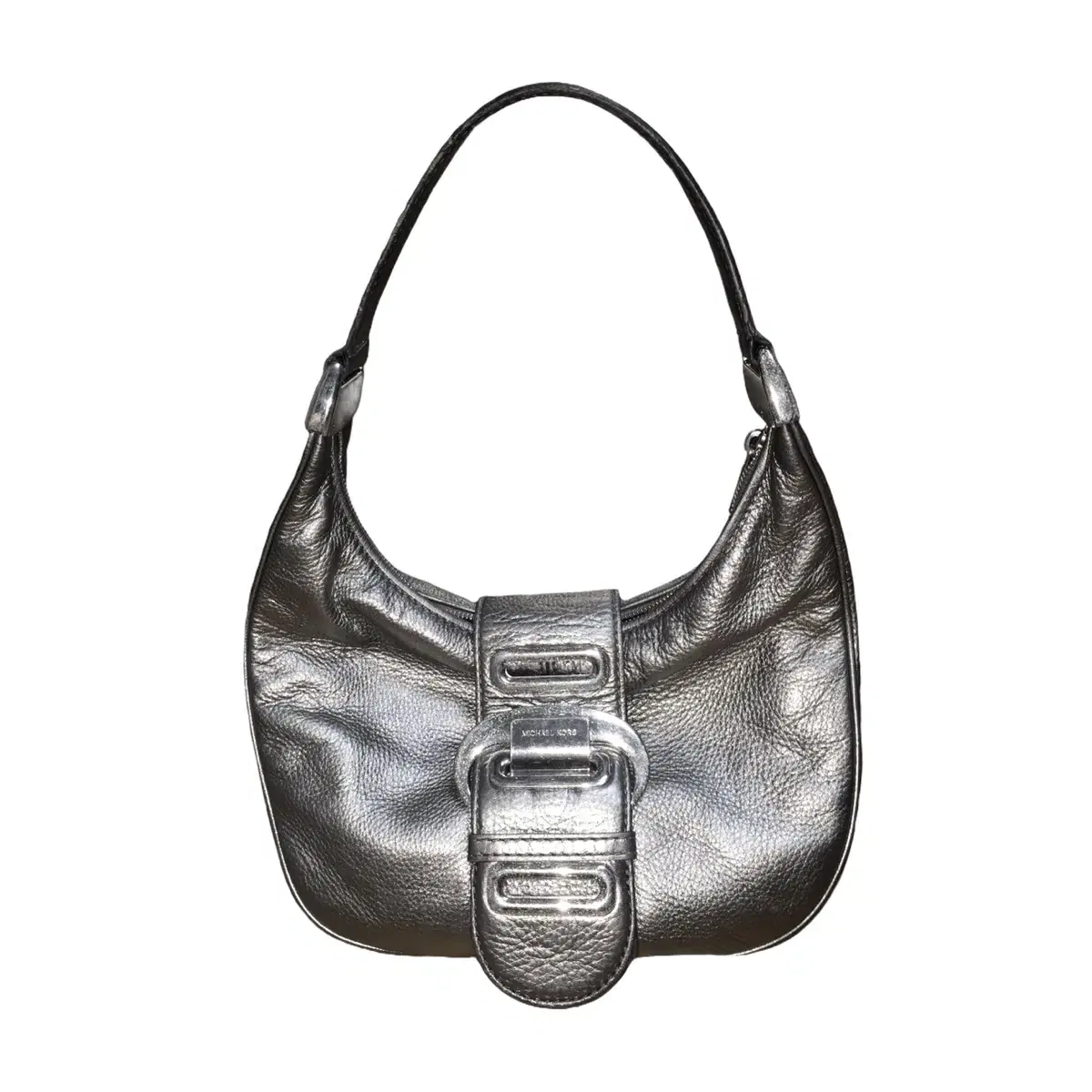 Silver metalic buckle bag