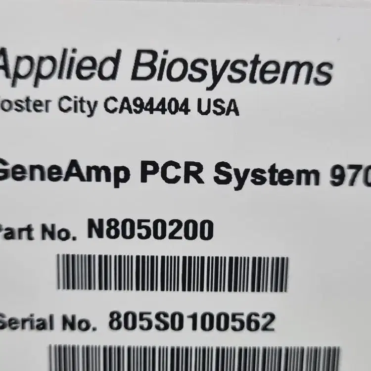 Applied Biosystems GeneAmp PCR 9700.