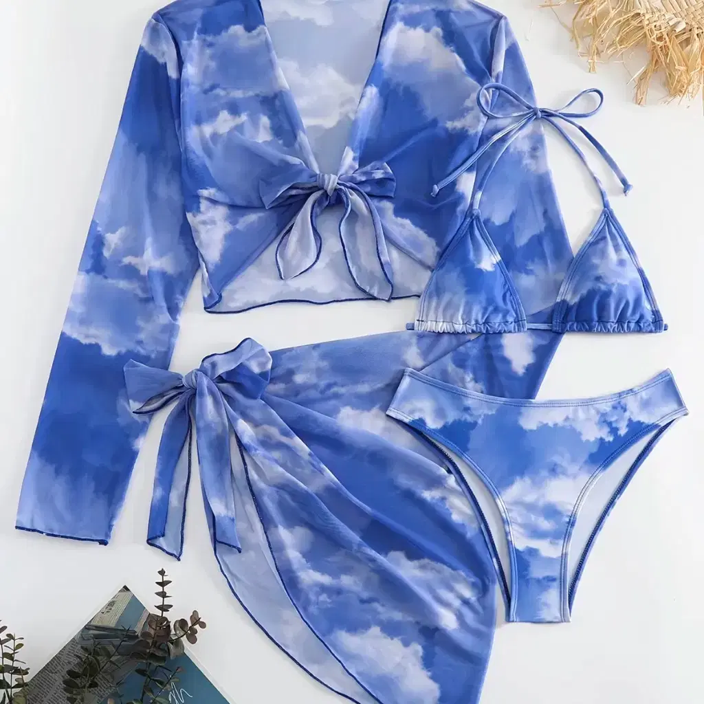 비키니 풀세트 하늘 블루 A컵 추천 비치웨어 수영복 모노키니