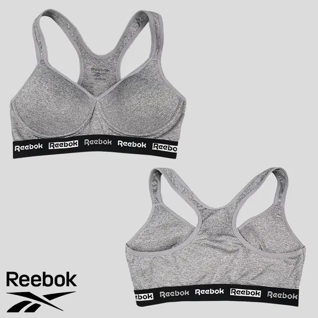 REEBOK 리복 딥그레이 블랙 밴드 폴리혼방 스포츠브라 브라탑 슬리브리