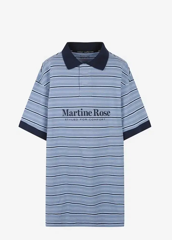 Martine Rose Stretched Polo Blue Stripe