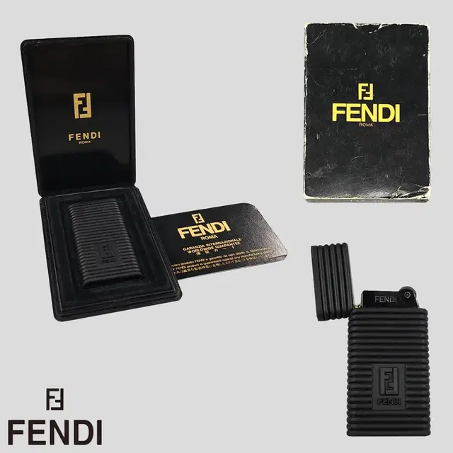 FENDI 펜디 블랙 주카로고 실리콘 커버 슬림 오일 라이터 지포라이터