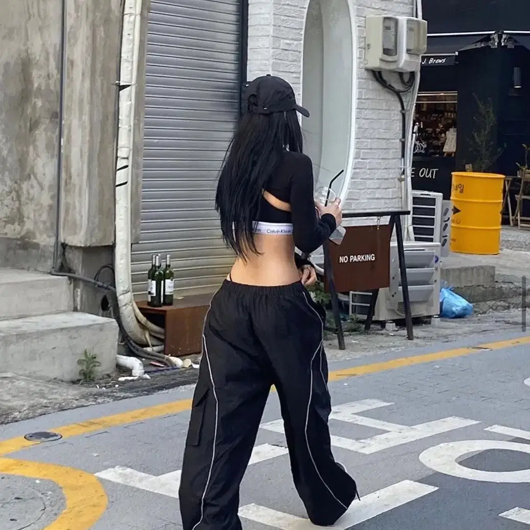 엔젤넘버파이브 바지 white line jogger