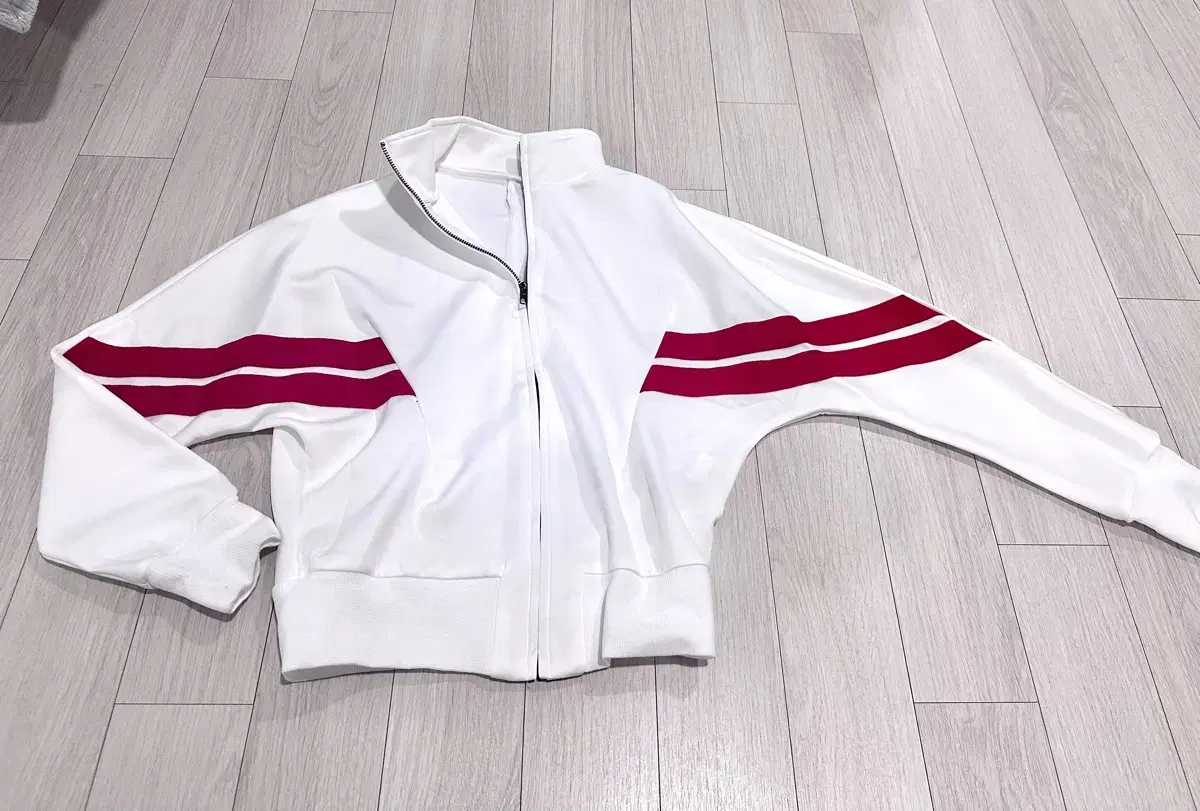 Your new favorite white & red jersey anorak zip-up