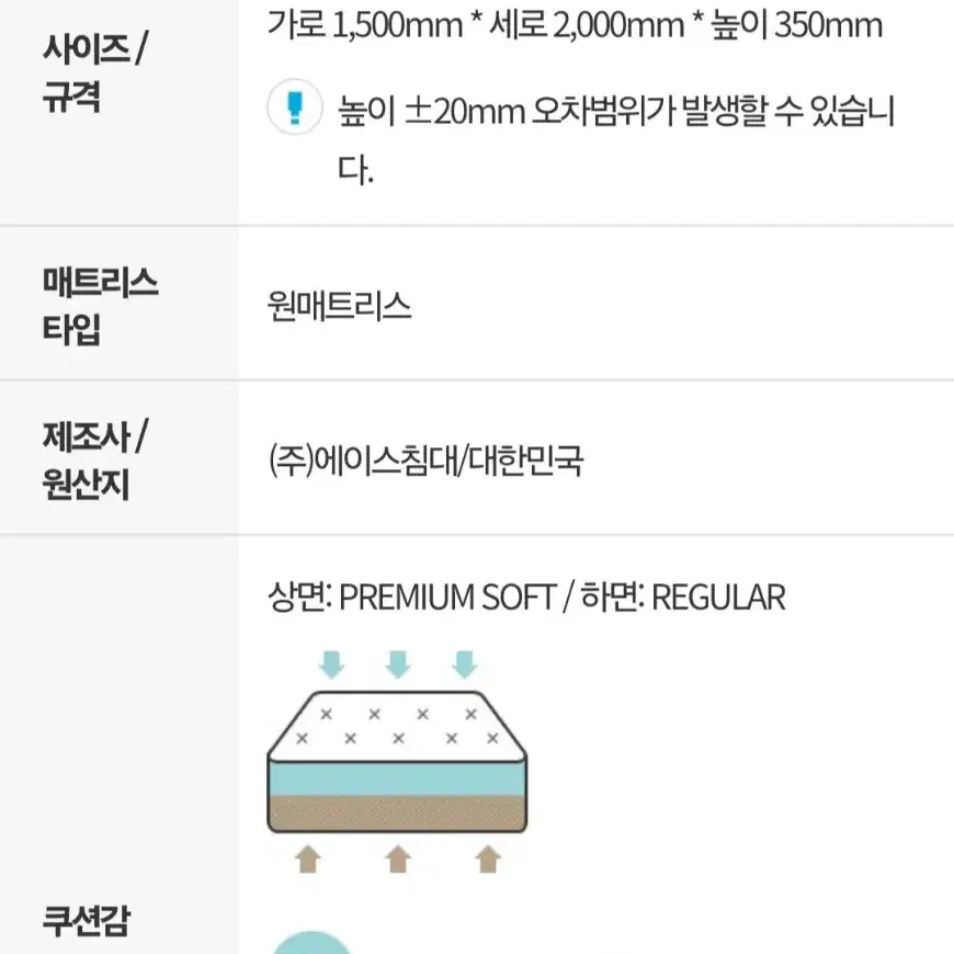 ACE에이스침대 HYBRID TECH VII 퀸 원매트리스 침대