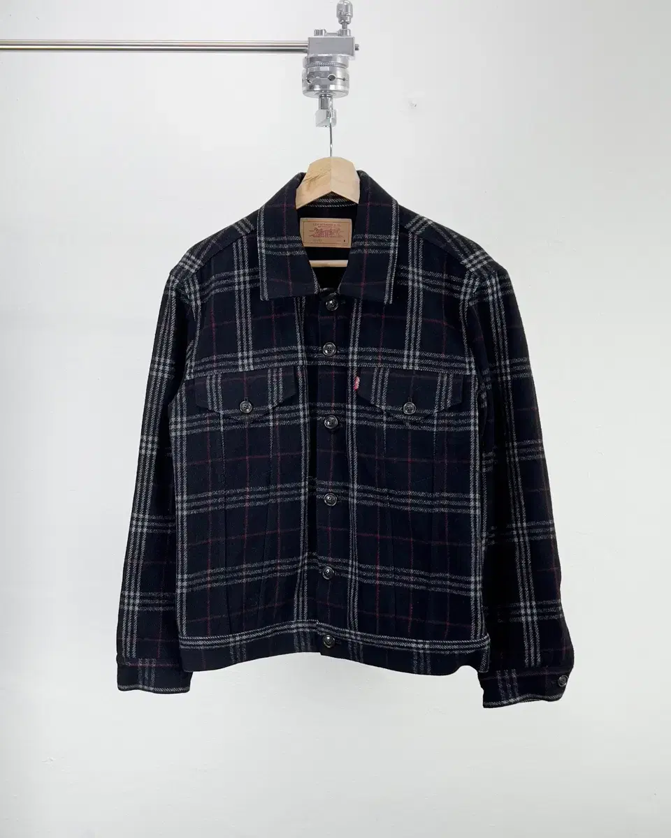 Levi's Red Tab Black Tartan Check Flap Pocket Trucker Jacket