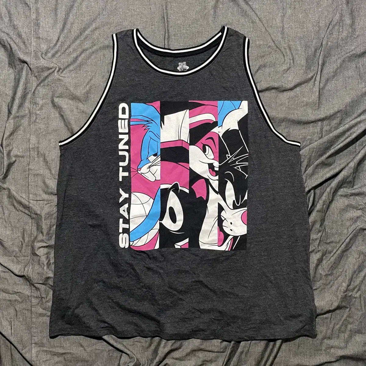 Space Jam 2 Grey Ringer Tank Sz 3