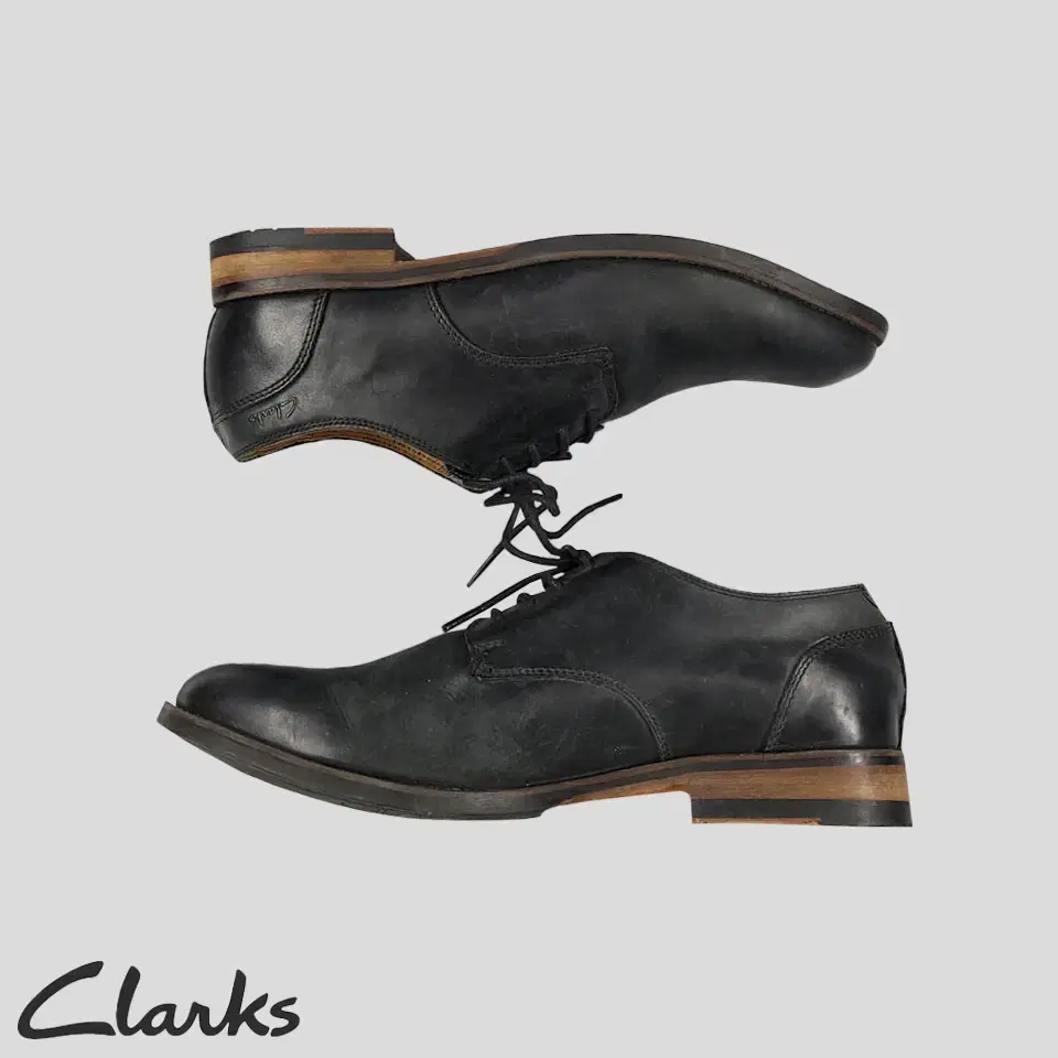 Clarks 16501 Black Cowhide Genuine Leather Lace-Up Formal Loafer Shoes 265