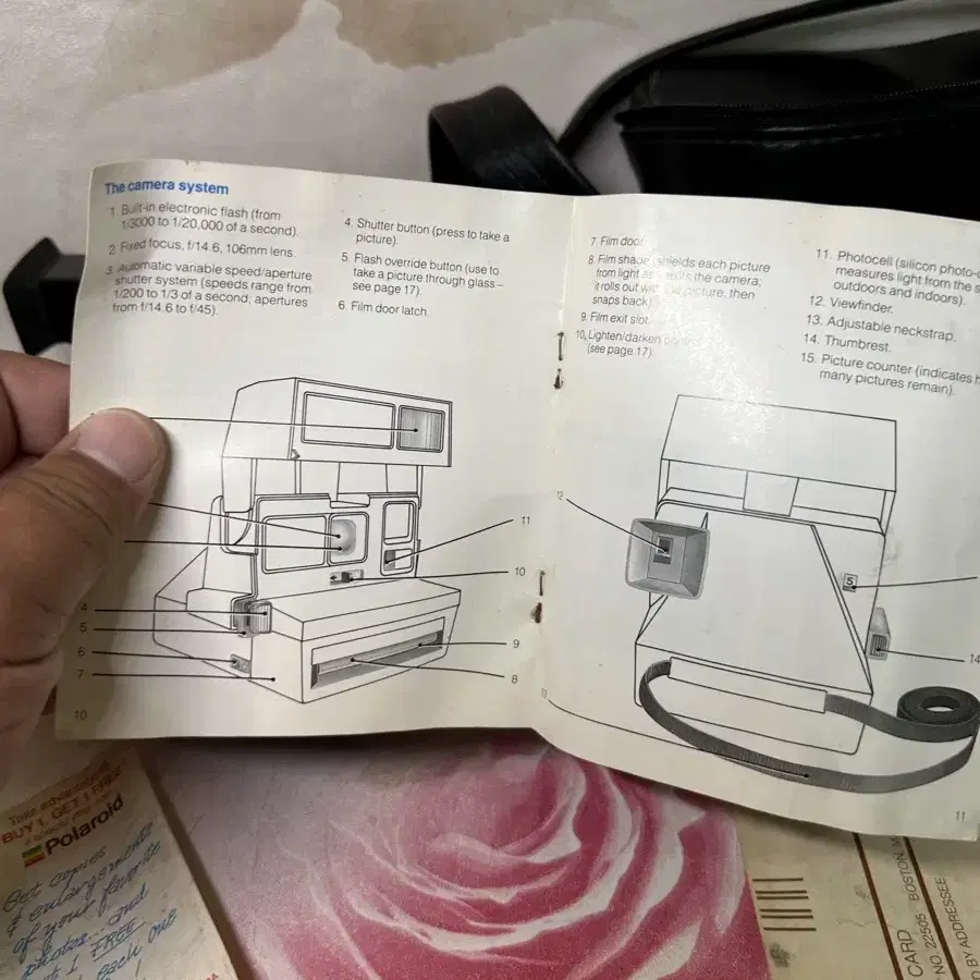 빈티지 폴라로이드 카메라 SUN600,가죽파우치