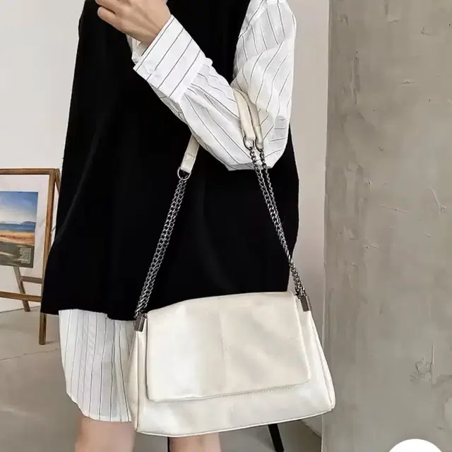 zara 자라 st 락플립백 아이보리 숄더백 토트백 체인백 보부상가방