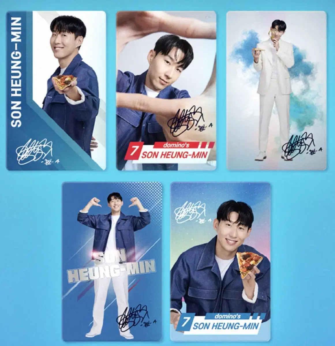 Heung Min Son Goods sign Set of 5 photo kards Domino's Pizza