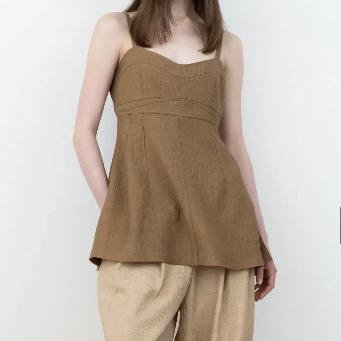 RRACE Cotton Line Bustier_Camel