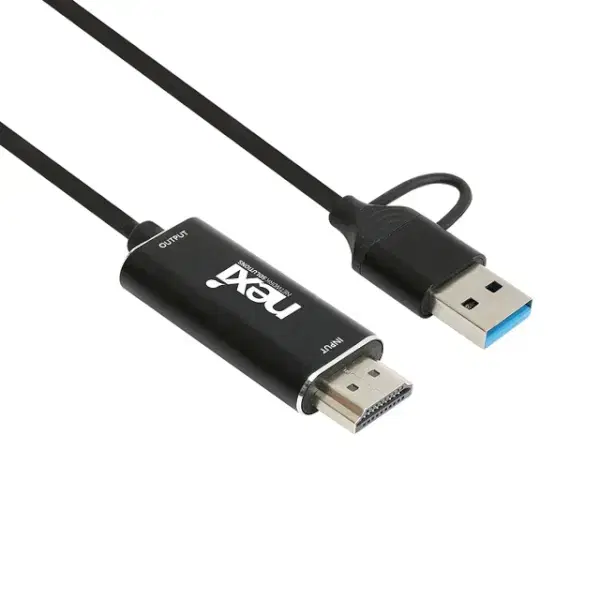 HDMI to Type-C+USB-A 2.0 미러링 케이블 2m 블랙