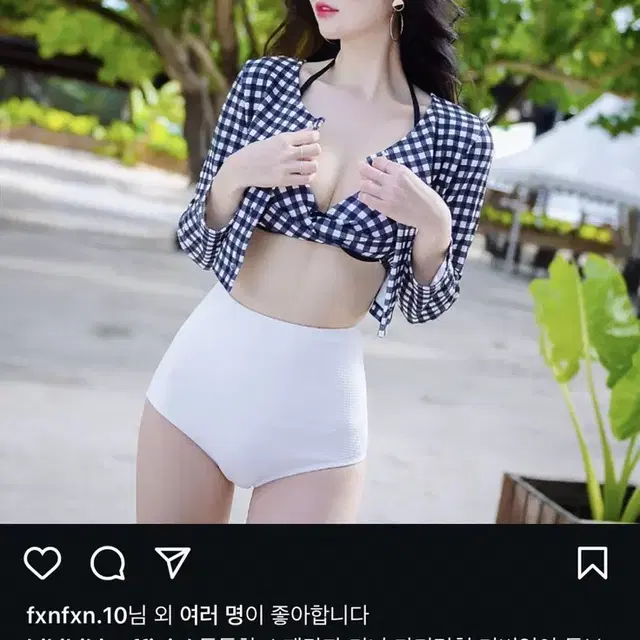 비키비키 체크비키니 +가디건