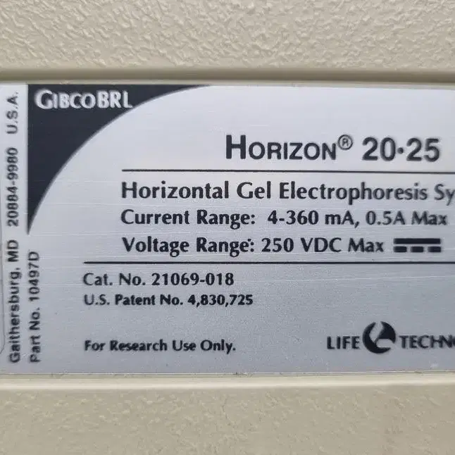 Life Technologies Horizon 20.25 전기영동장치.