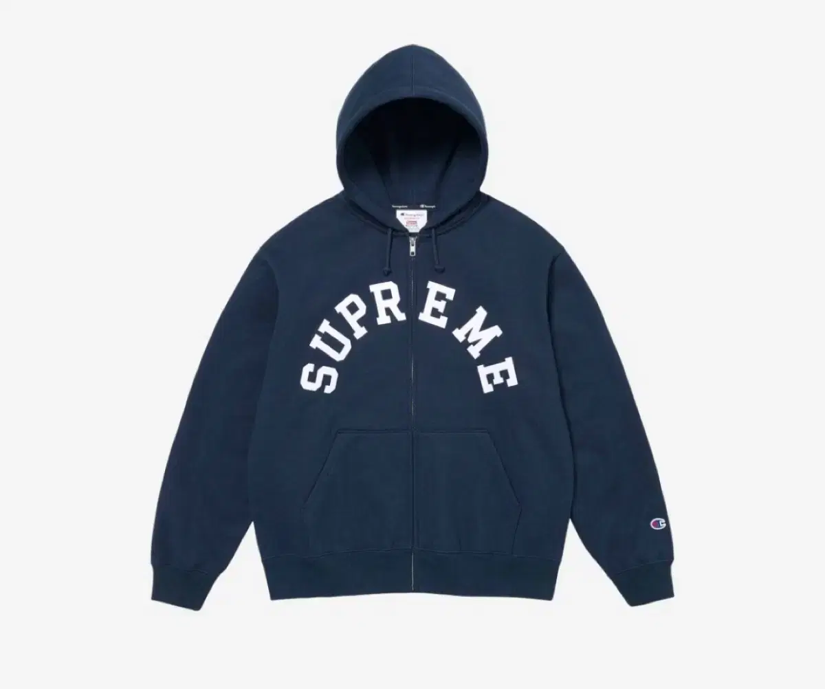 Supreme X Champion 24 SS Hoodie Zip Up Navy Large