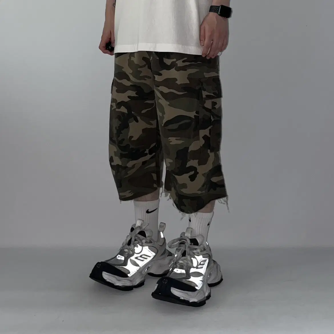 [Rapid Sale] Vintage Camouflage Cargo Bermuda Pants 2C Wide Military Shorts