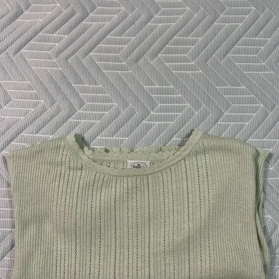 더바넷 민트 반팔 니트 Mint Pearl Knit Sweater