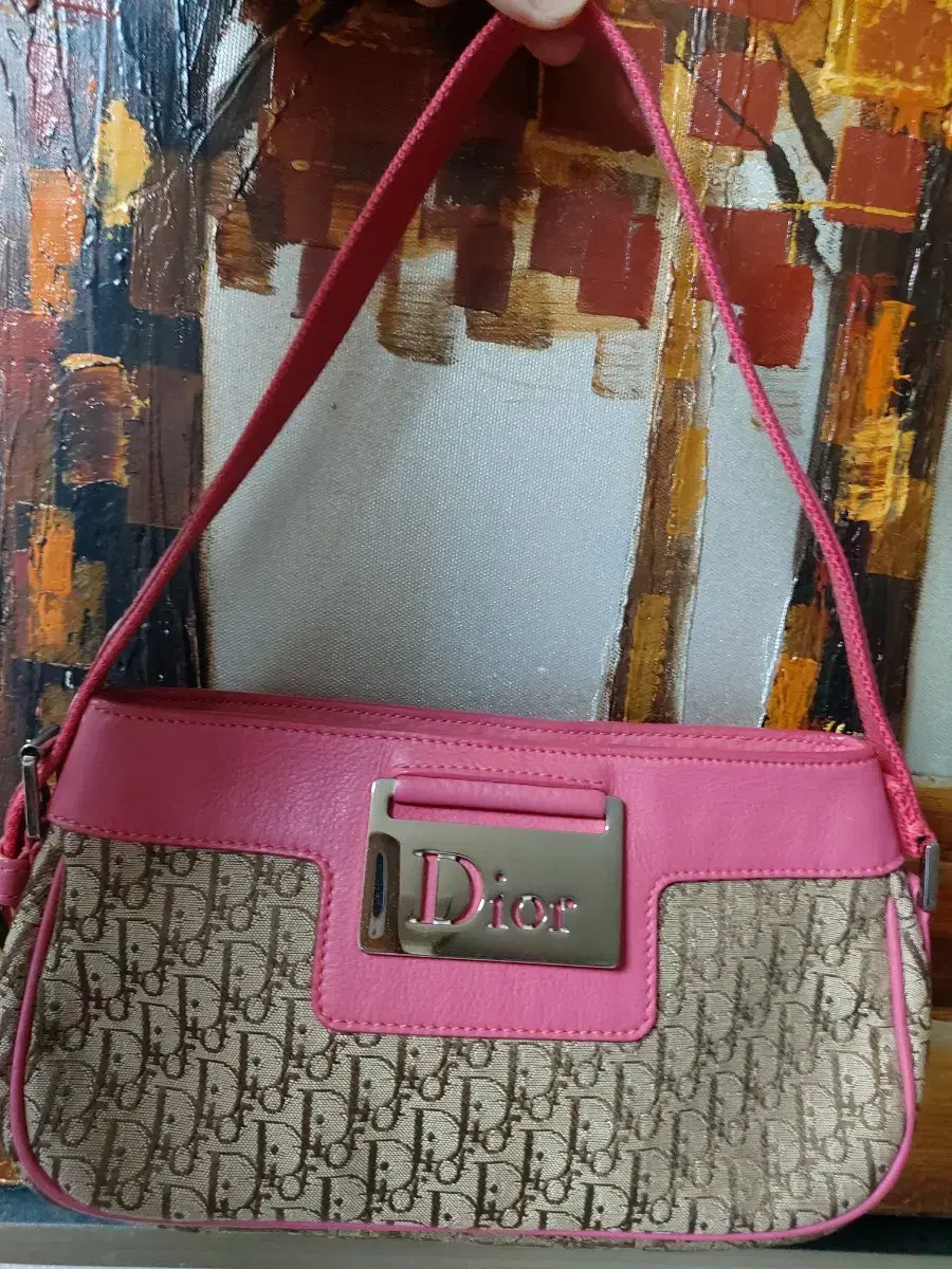 Genuine Dior Vintage Trotter Shoulder Bag (Black Pink Jisoo Bag) for sale