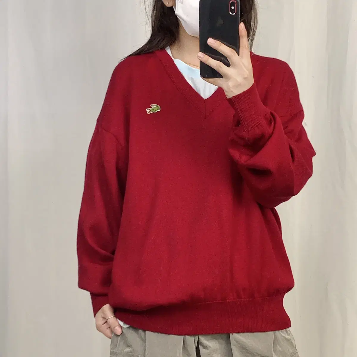 Lacoste Red V-neck Knit 95 .240728