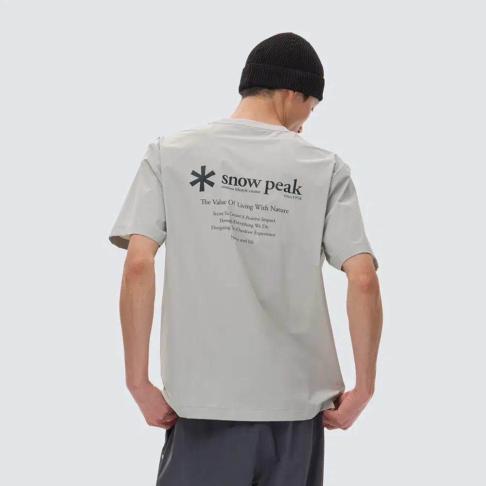 Snow Peak ThinTech Woven Short Sleeve T-Shirt Light Gray Unisex