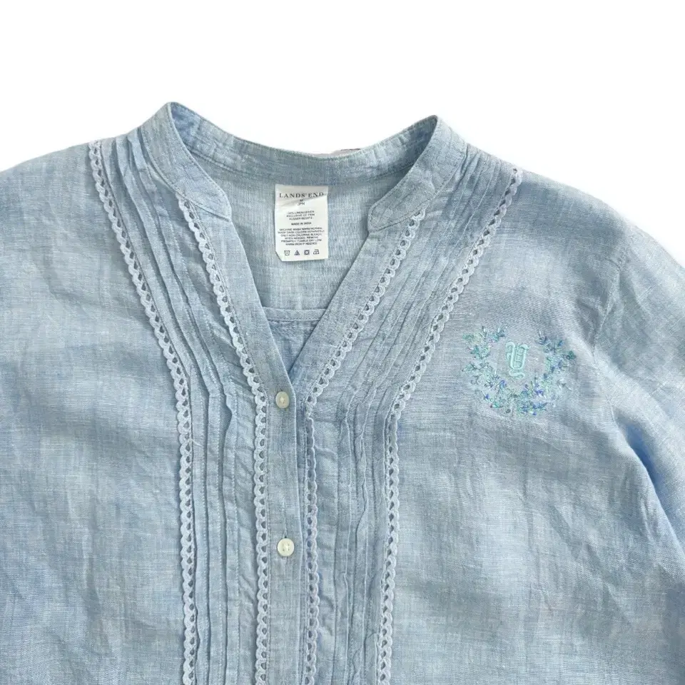 vintage embroidered linen blouse - [Size