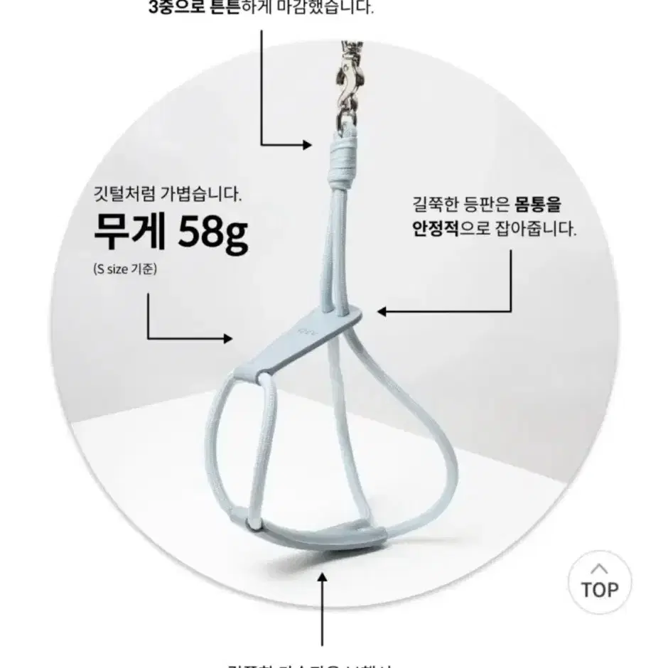 [실착 1회] 호지 에센셜 강아지 하네스 블루 S