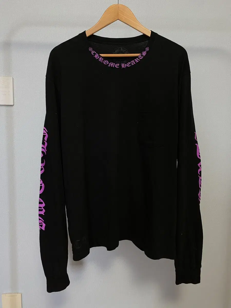 [XL] Chrome Hearts Neck Script Logo Long Sleeve Tee Black Purple