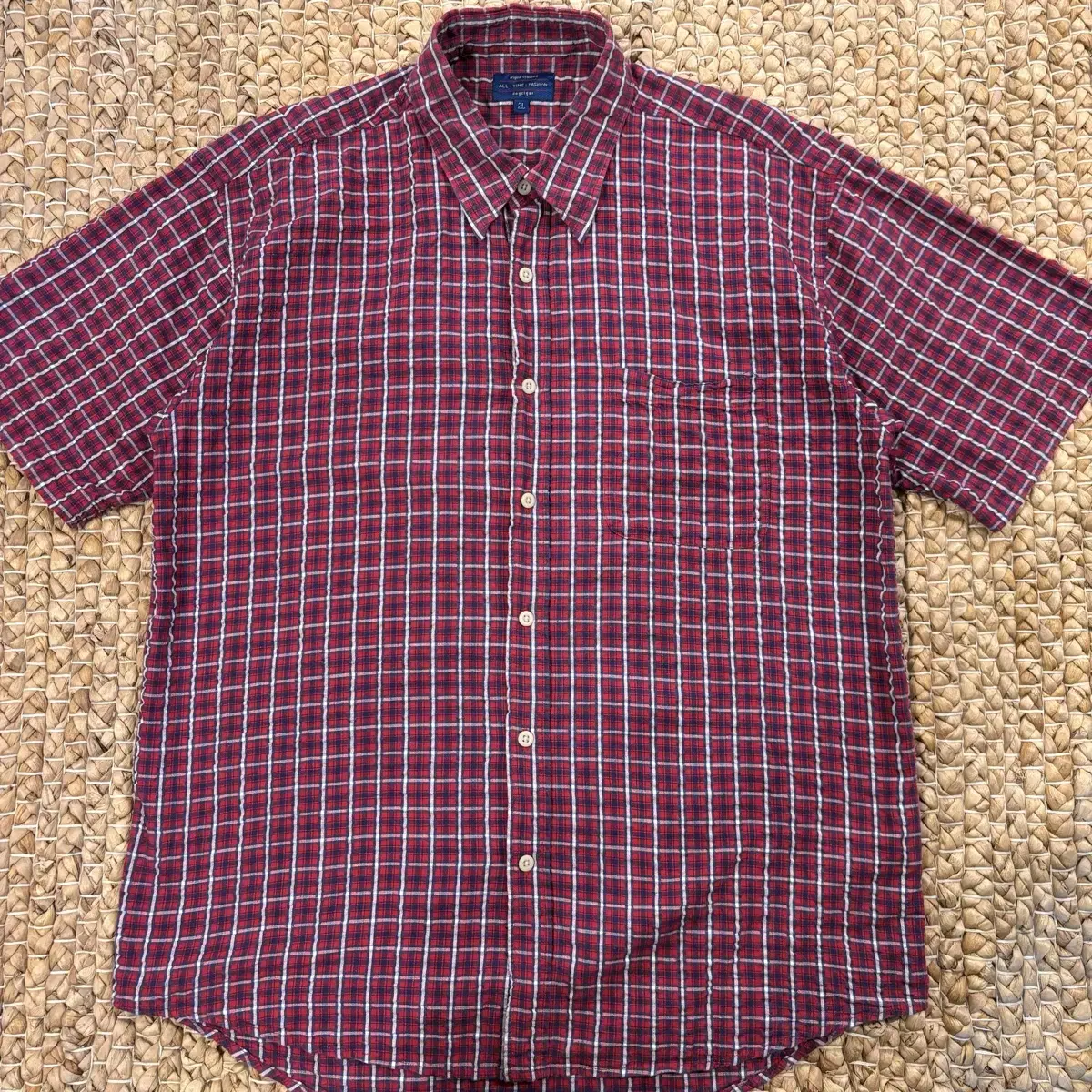 ALL TIME FASHION Seersucker Check Short Sleeve Shirt(H4079)