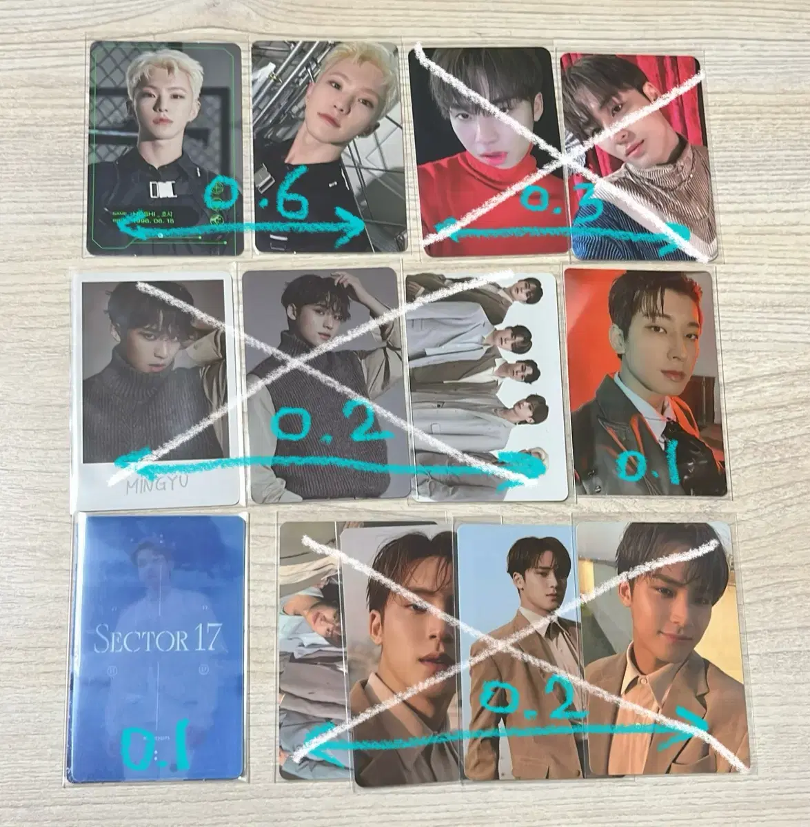 세븐틴 svt 포토카드 호시 민규 원우 고잉잡지 멤버십 섹터17
