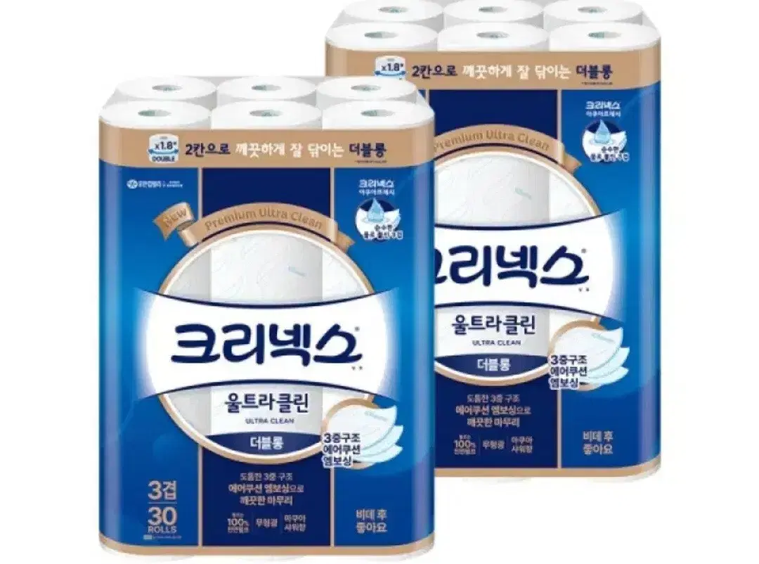 크리넥스울트라클린3겹 27MLX30롤X2팩 총60롤 화장지28290원