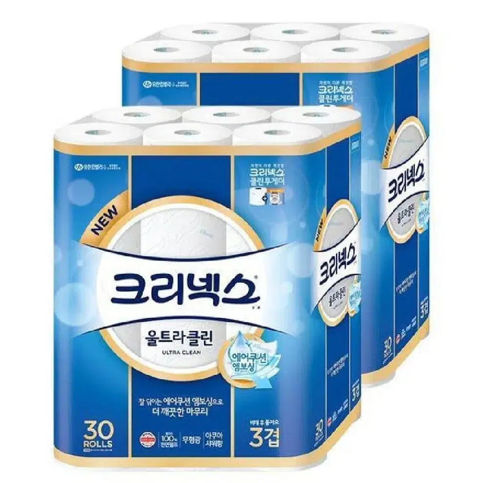 크리넥스울트라클린3겹 27MLX30롤X2팩 총60롤 화장지28290원