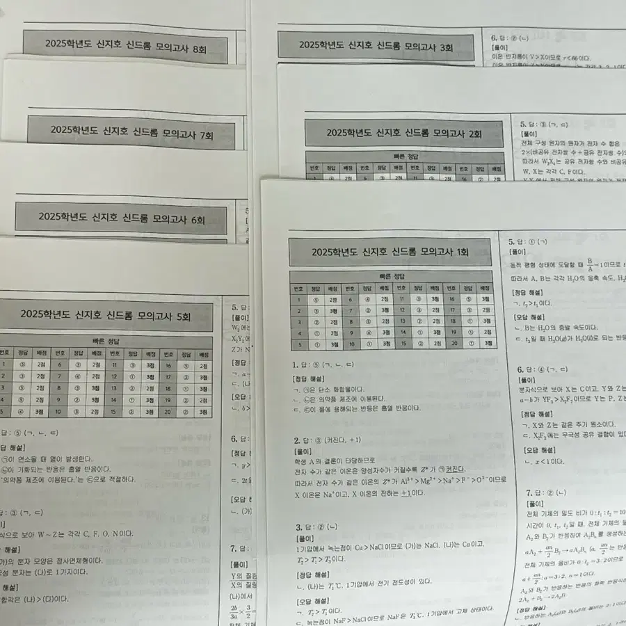 2025 시대인재 신지호 화학1 신세계 n제 신드롬 모의고사 1-9회